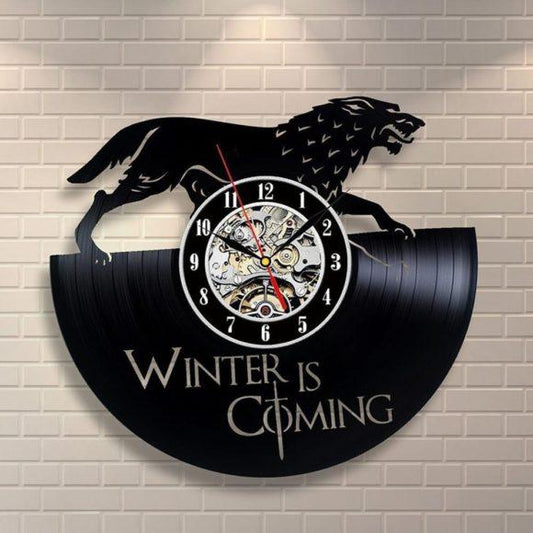 GAME OF THRONES WINTER IS COMING HANDMADE VINYL WALL CLOCK - Hollywood Box