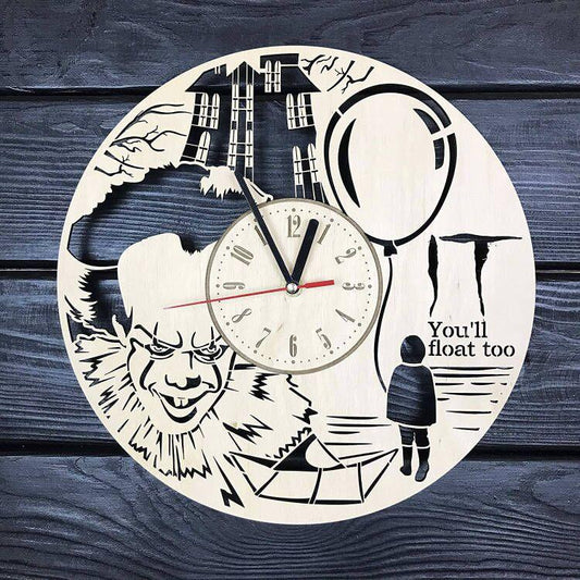IT PENNYWISE HANDMADE WOODEN WALL CLOCK - Hollywood Box