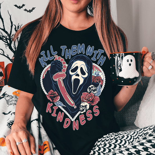 Kill Them With Kindness Halloween T-Shirt - Hollywood Box
