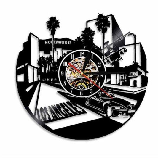 LOS ANGELES HOLLYWOOD HANDMADE VINYL RECORD WALL CLOCK - Hollywood Box